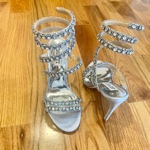 Badgley Mischka Peace Crystal Ankle Wrap High-Heel